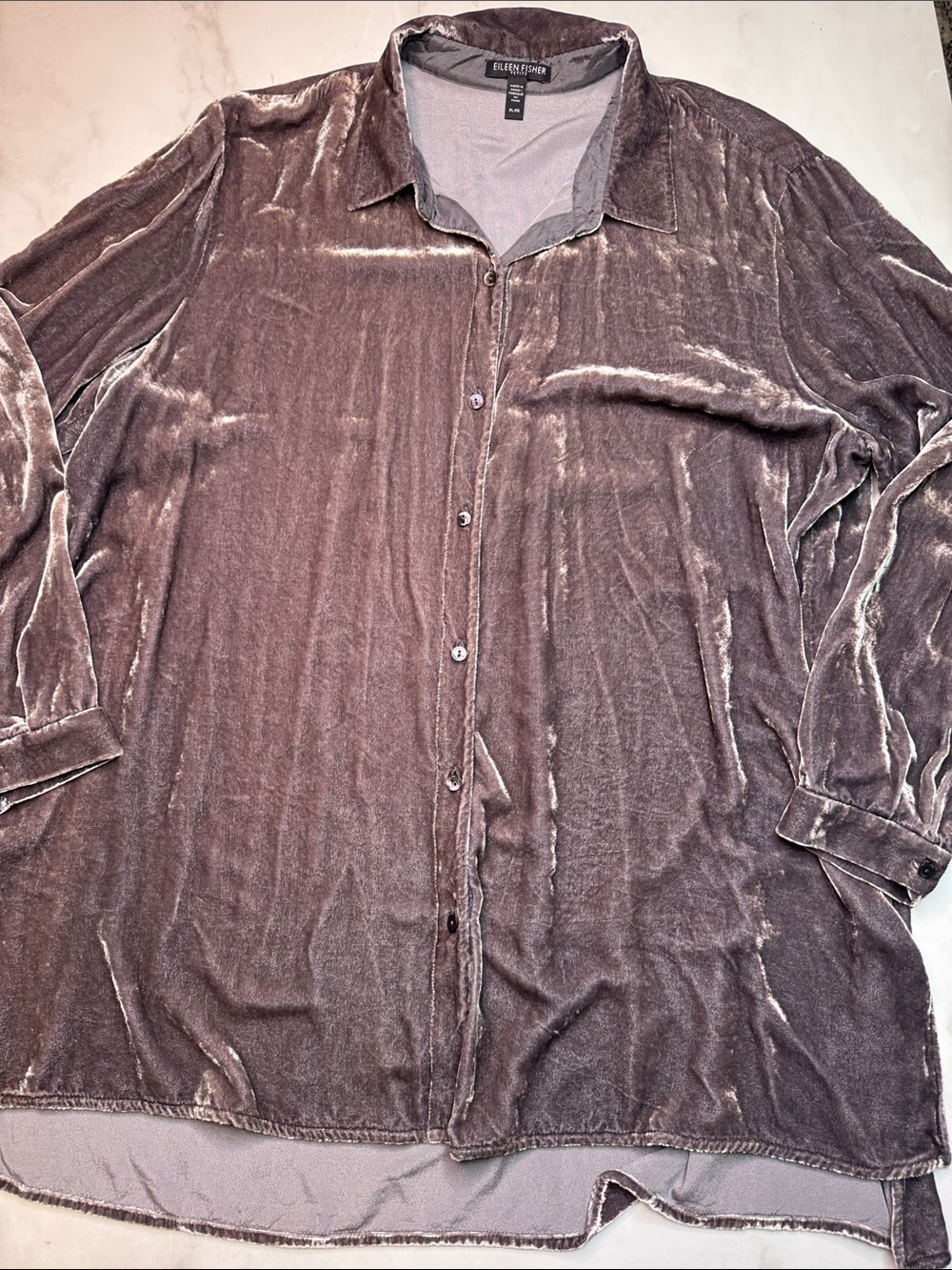 Eileen Fisher Velvet Button Down Shirt